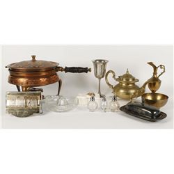 Lot of Brass, Sterling, Copper, Glassware, & More