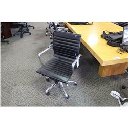 EURO BLACK LEATHER CHROME FRAMED MID-BACK TILTER