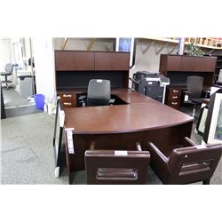 CHERRY BOW FRONT U-SHAPE EXECUTIVE DESK C/W HUTCH