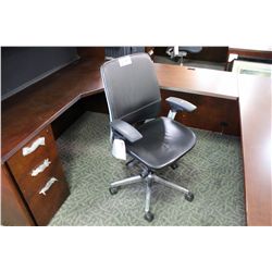 STEELCASE LEAP BLACK LEATHER HIGH BACK TASK CHAIR