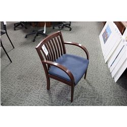 BLUE MAHOGANY FRAMED CLIENT CHAIR