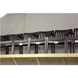 TAUPE PATTERNED MAHOGANY FRAMED CLIENT CHAIR