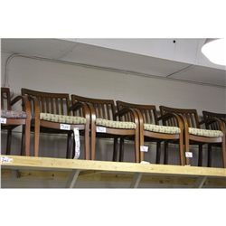 BEIGE PATTERNED MAHOGANY FRAMED CLIENT CHAIR