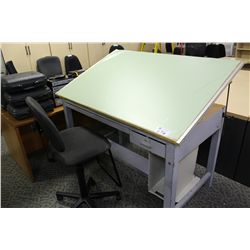 4' X 5' DRAFTING TABLE & BLACK STOOL