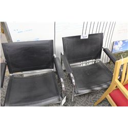 2 BLACK LEATHER RECEPTION CHAIRS
