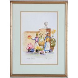 Otis Conklin CHARLESTON FLOWER LADIES Watercolor