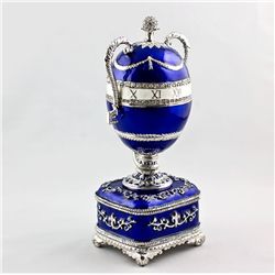 Blue Serpent Clock Faberge Inspired Egg