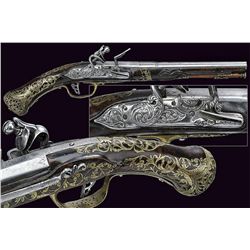 A brass mounted flintlock pistol Smooth Barrel