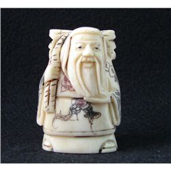 Handcarved Ox Bone Netsuke Figure