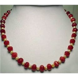 Dazzling Garnet Bead and Freshwater Pearl Necklace