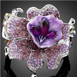 Stunning Crystal and Enamel Floral Bangle Bracelet