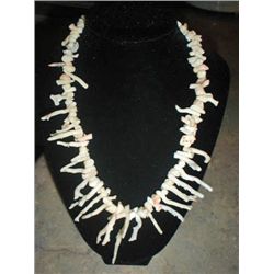 Vintage Coral Branch White and Salmon Necklace