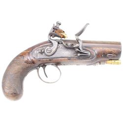 ENGLISH FLINTLOCK POCKET PISTOL BY W COLE 60 cal