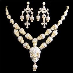 Skull & Cross Design Swarovski Necklace Set
