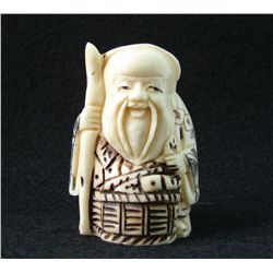 Handcarved Ox Bone Netsuke Figure