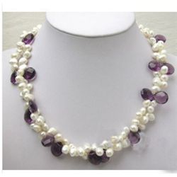 Freshwater pearl and Amethyst Necklace