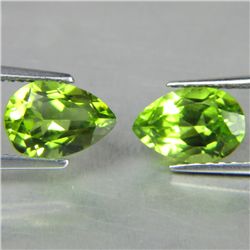 Pair 4.15ct Pear Cut Burmese Peridot Gemstones