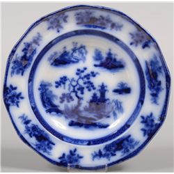 Flow Blue Ironstone Soup Plate, marked