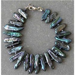 Peacock color Genuine Pearl sticks Bracelet
