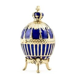 Blue Enamel Ribbed Faberge Egg