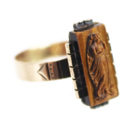14K YELLOW GOLD LADIES ART NOUVEAU FIGURAL RING