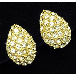 DESIGNER CHRISTIAN DIOR Rhinestone ClipOn Earrings