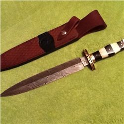 Buffalo Horn And Bone Damascus Steel Dagger