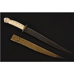19th C Dagger Hand Carved Walrus Tusk Handle
