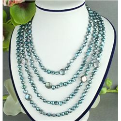 4 STRANDS GRAY PEARL&COIN PEARL NECKLACE