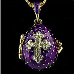 Crystal Cross on Purple Faberge Pendant
