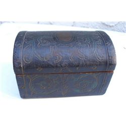 Antique black wooden trinket box.
