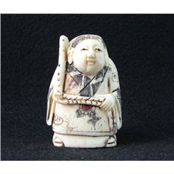 Handcarved Ox Bone Netsuke Figure