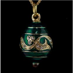 Green Wave Faberge Egg Pendant