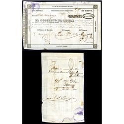 Confederacion Argentina, 1859 Issue Banknote.