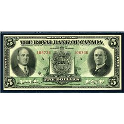 Royal Bank of Canada, 1933 Issue Banknote.