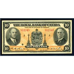 Royal Bank of Canada, 1935 Issue Banknote.
