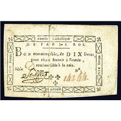 Armee Catholique Et Royale, ND (Nov. 1793) Issue Banknote.