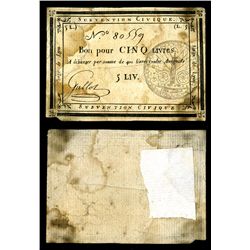 Siege De Lyon, 1793 ND Issue Banknote.