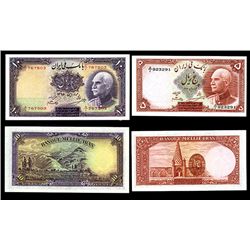 Bank Melli Iran, 1937-38 Issue, Pair of Issued Notes