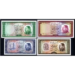 Bank Melli Iran, 1954 Issue, Quartet of Issued Notes