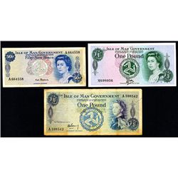 Isle of Man Government, ND (1961-79) Issues, Trio of Issued Notes