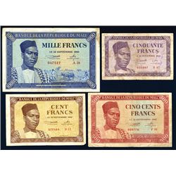 Banque de la Republique du Mali, 1960, Issued Banknote Set