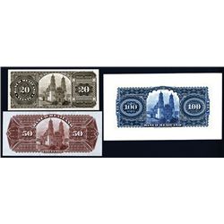 Banco Mexicano Proof, 1888 Issue Trio