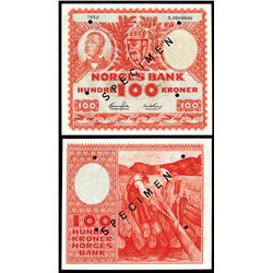 Norges Bank, 1950 Specimen banknote.
