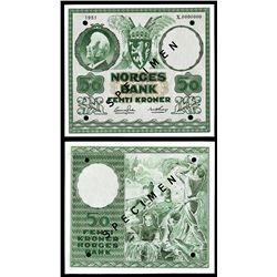Norges Bank, 1951 Specimen banknote.