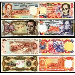 Banco Central de Venezuela, 1972-80, Specimen Banknote Quartet