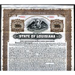 State of Louisiana. 1919. Specimen Bond.