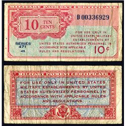 Military Payment Certificate, Series 471, 10 Cents - Replacement Note, First Printing (1947-48).