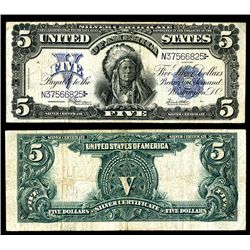 U.S. Silver Certificate, 1899, $5, Fr#281, Indian Chief.