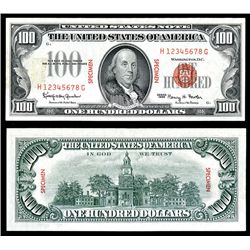 United States Note, $100, Red Seal, Fr.#1550s (HG Block) Ladder Specimen Banknote.